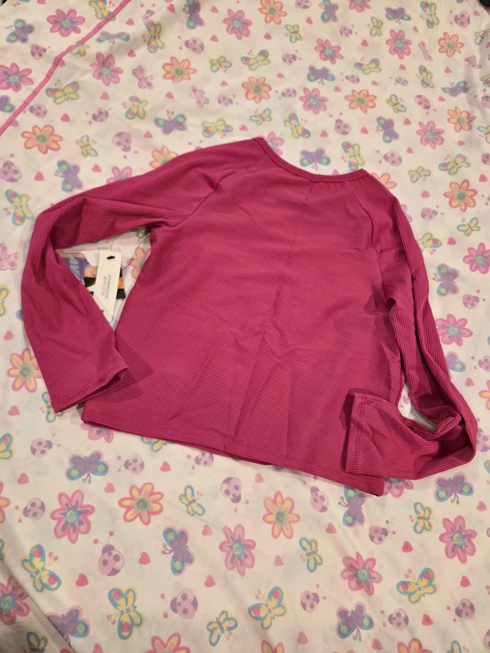 Avia Hot Pink Ribbed Long Sleeve Top